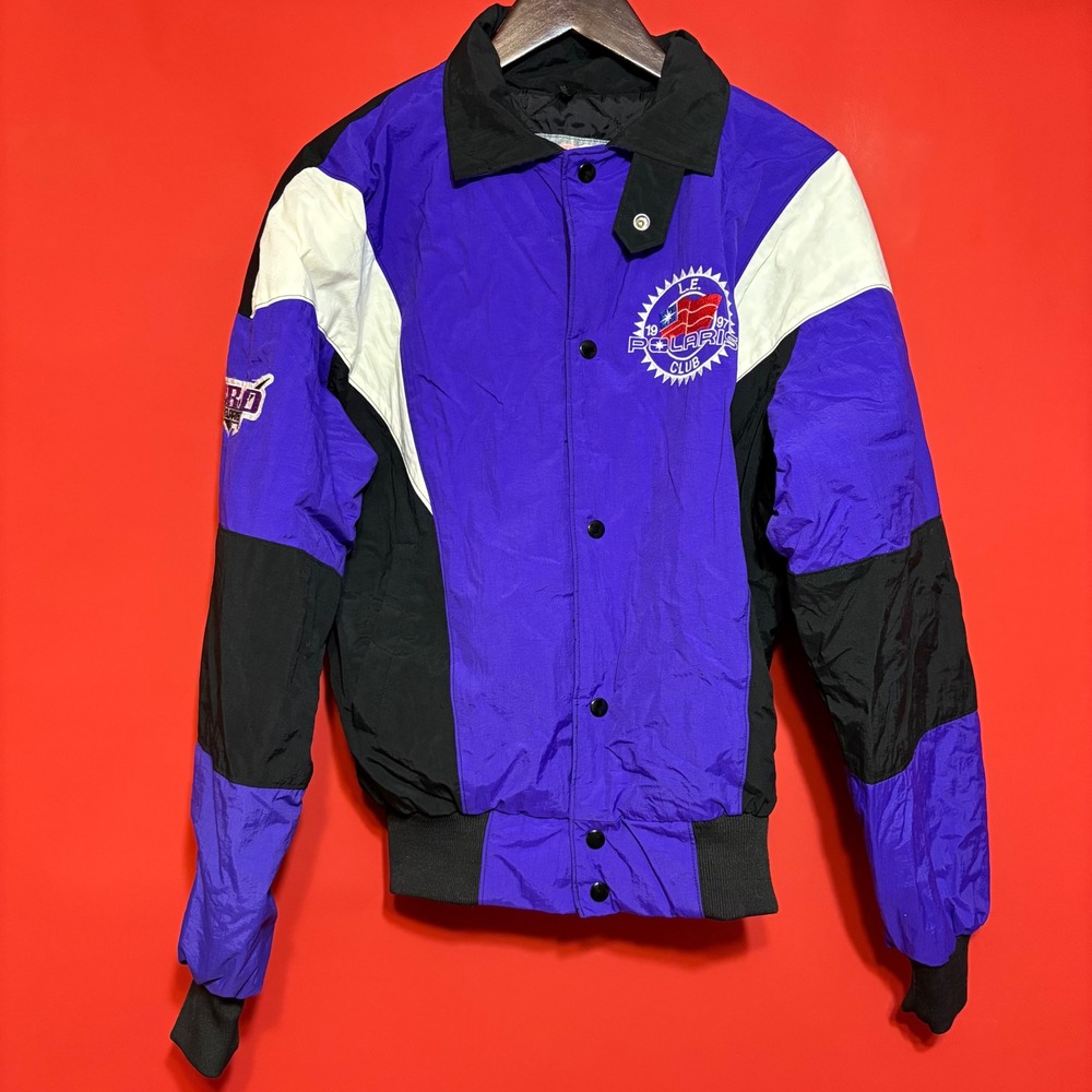 Vintage 90s Polaris L.E. Club Bomber Jacket Purple Black White Mens‎ M/M